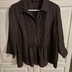Toni Morgan Top L Bamboo Poly‎ Blend Pintuck Pleats